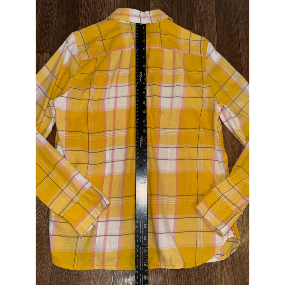 American‎ Eagle Outfitters Yellow Plaid Long Sleeve Button Up Shirt M/M - Picture 7 of 7